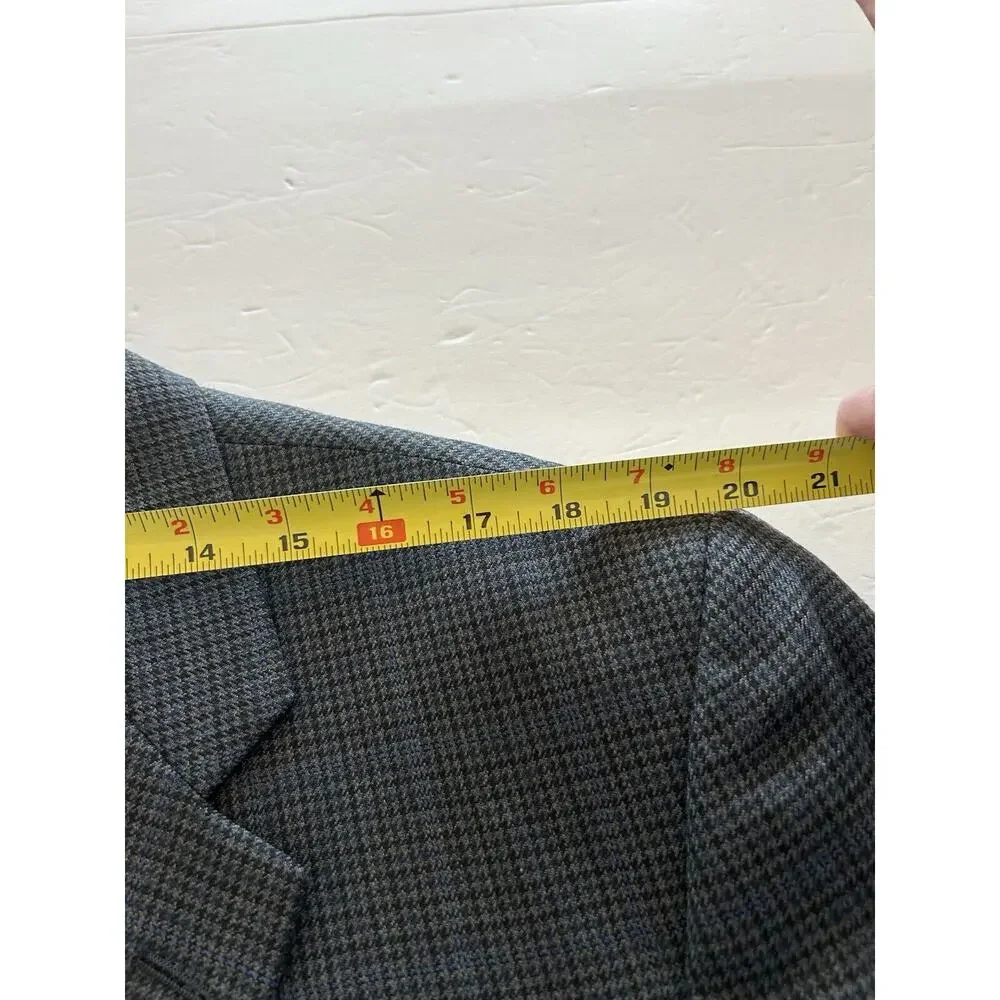 Lauren‎ Ralph Lauren 42R 100% Wool Men’s Blazer Gray Blue Houndstooth Sport Coat